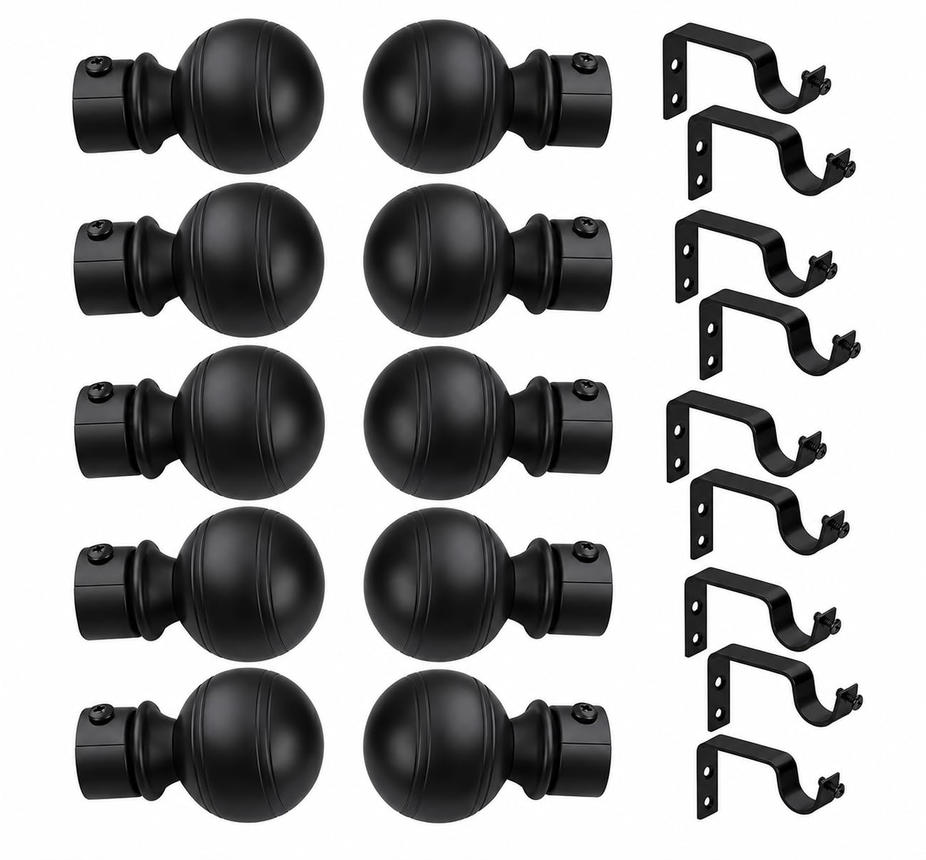 Arena Stainless Steel Curtain Bracket Parda Holder with Support 1 Inch Rod Pocket Finials Designer Door and Window Rod Support Fittings, Matte Black Finish Curtain Rod Holder (Pair of 10)-image-7