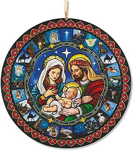 Huge Glad Tidings - Calendario redondo de Adviento de Navidad de 17 pulgadas