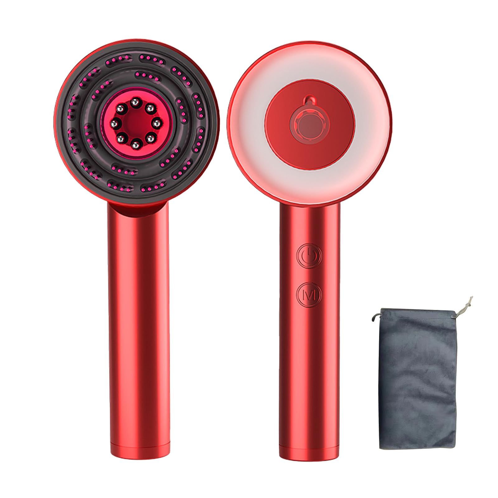 Scalp Massage Brush with Red and Blue Light, Multi-Purpose Oil Applicator, Electric Scalp and Hair Massager Cordless and Portable (Red)