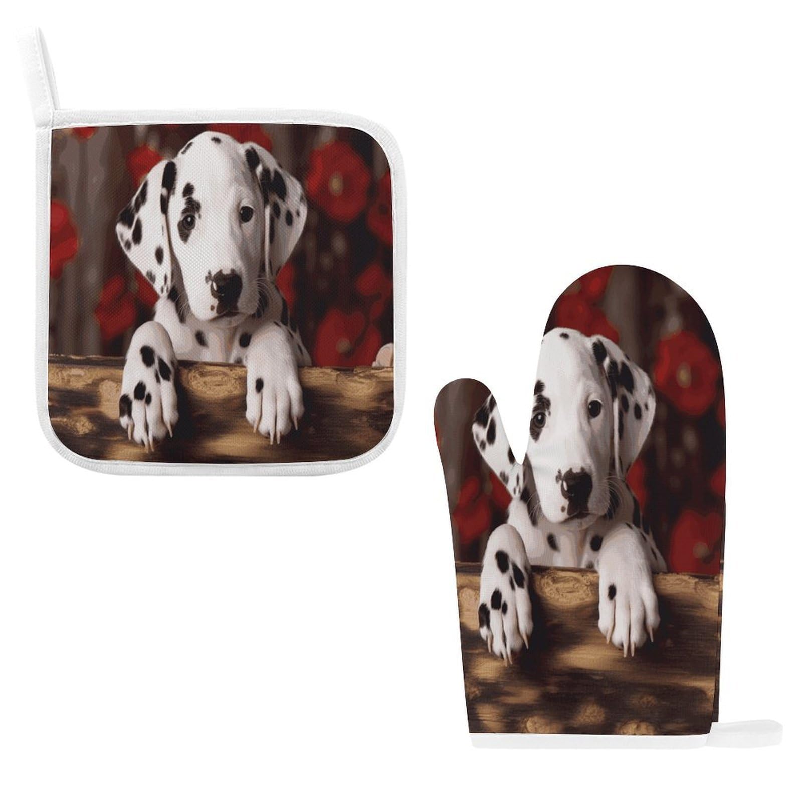 Fodpand Style Dalmatian Puppy Oven Mitts And Pot Holders Sets