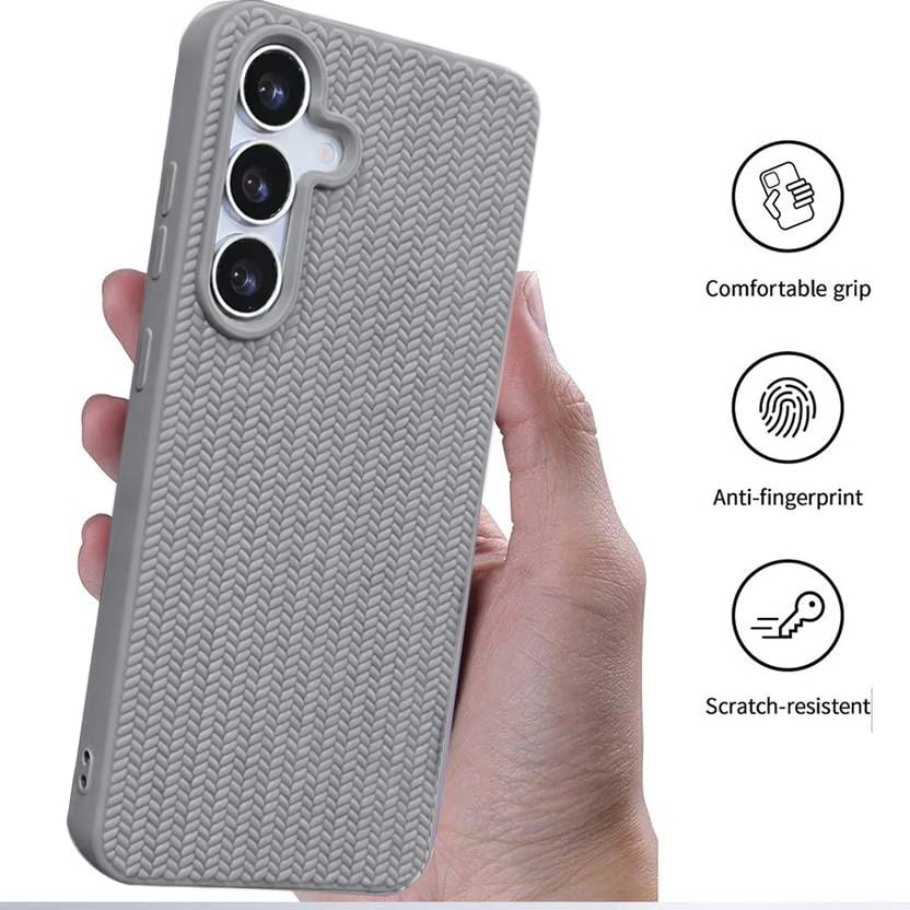Image of DIZORO Rugged Textured Back Cover Case Compatible for Samsung Galaxy S25 Anti-Slip Soft TPU Shockproof Cover | Slim Lightweight Protective Back Case-Titanium Grey
