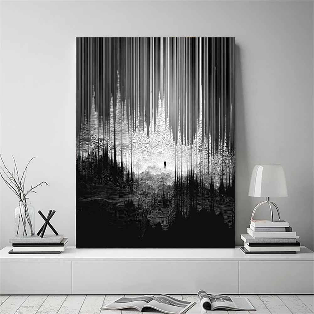 PUQAAEO Arte de pared en lienzo Figura decoración abstracta moderna para habitación,para baño,sala de estar,dormitorio,oficina,pasillo,（negro-80x120cm Sin marco