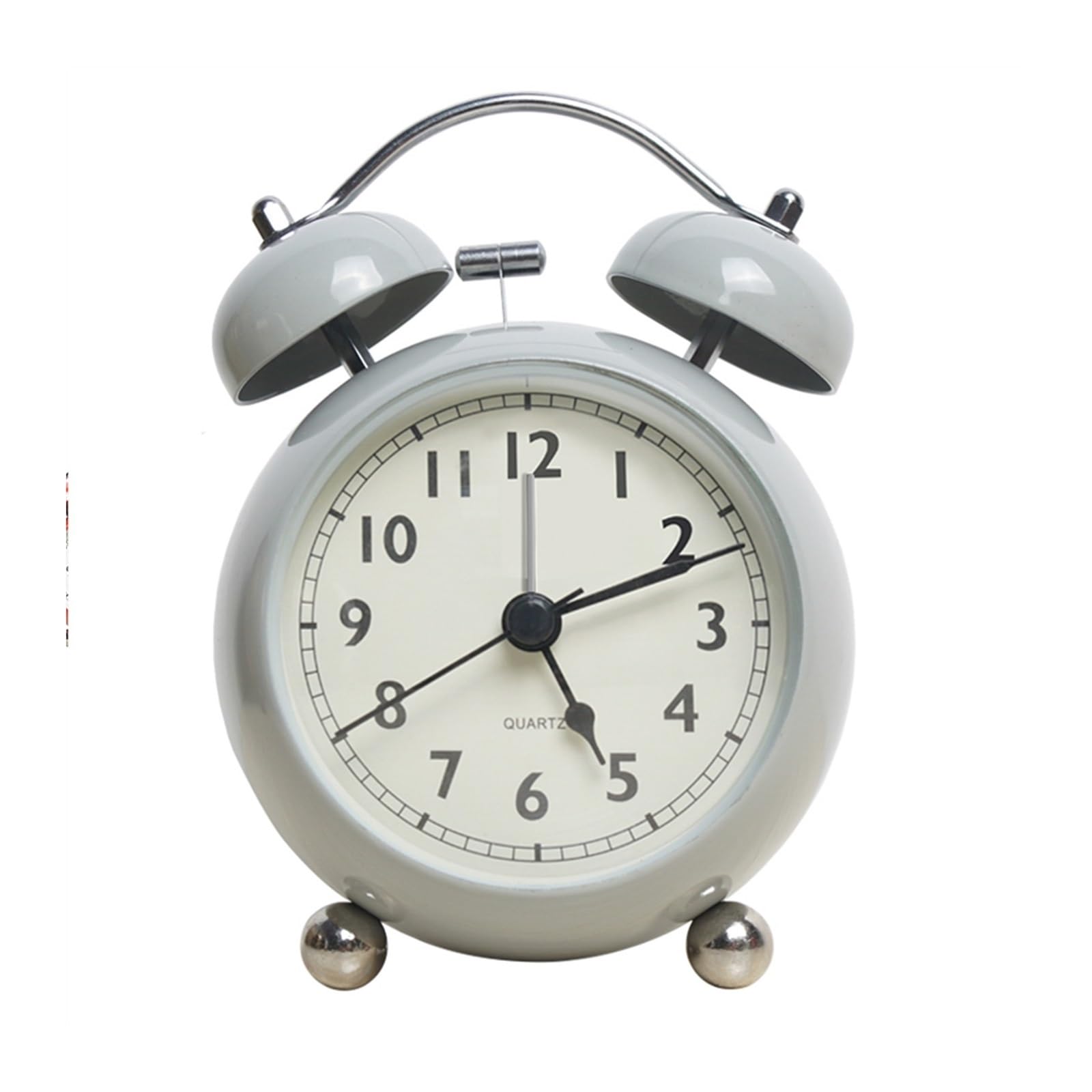 J9V4G6S3B5 Desk Clock Retro Creative Metal Bell Alarm Clock Desktop Simple Silent Luminous Quartz Table analogue alarm clock(Gris)