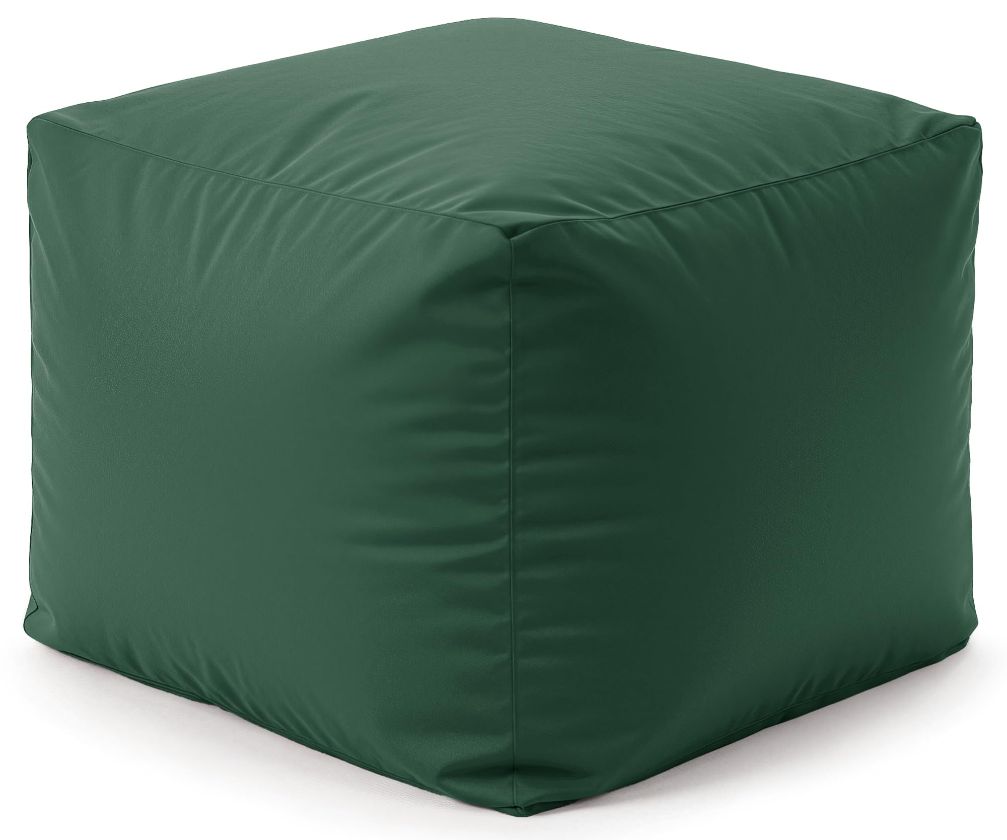 Water-Resistant Bean Bag Cube Footstool Pouffe for Indoor/Outdoor Use – Home or Garden Extra Seating – Manufactured in the UK – Square 40x40cm Ottoman Foot Rest Stool (Bottle Green)