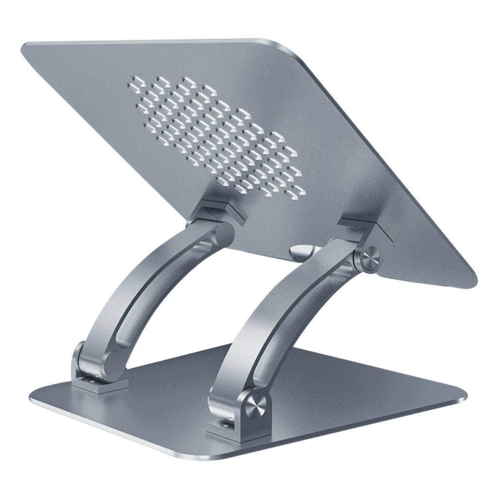 Supporto per Laptop, ergonomico Pieghevole Multi-Angolo Regolabile con Ventola di Calore Supporto per Laptop in Alluminio Supporto per Computer Adatto per Ufficio Scuola casa-Grigi
