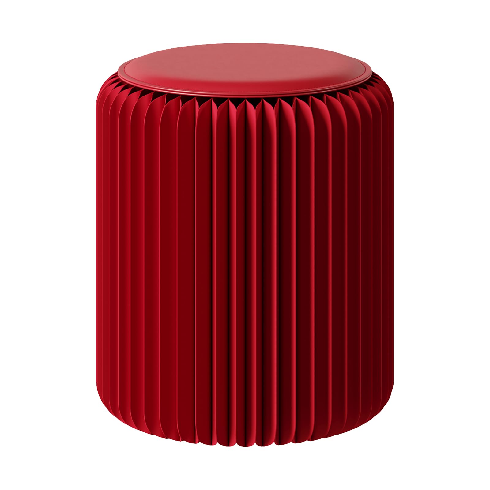17 Inch Folding Stool 660lb Foldable Paper Stool, Eco-Friendly Kraft Paper Honeycomb Design Home Furniture Modern, Foldable to 1.2 Inch Round Foot Stool for Living Dining Room (Red)