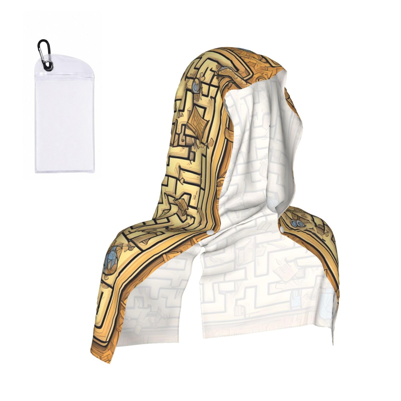 CNTDBU Treasure Maze Cooling Towel Hooded-Instant Chill Neck Cover for Sports, UV Cooling Rag for Running Gym