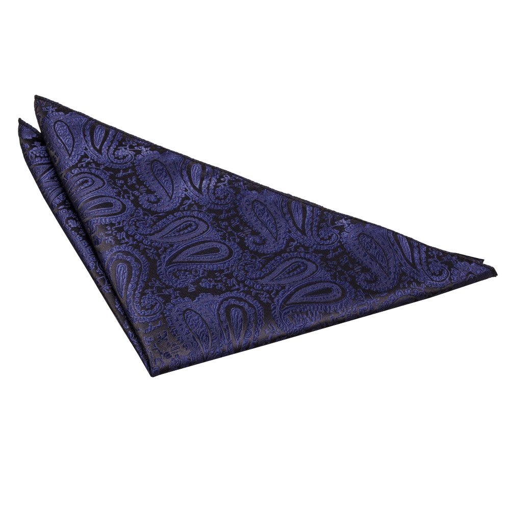Navy Blue Pocket Square Handkerchief Hanky Woven Floral Paisley Accessory by DQT