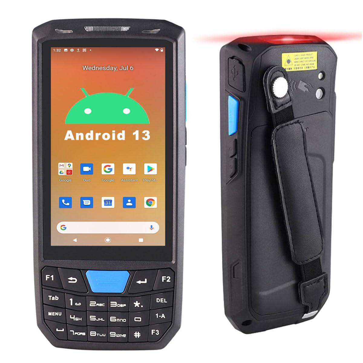 Escáner de código de barras Android 2024, Android 13 PDA, escáner de código de barras de 4 GB + 64 GB con teclado, escáner de código QR N6703 1D 2D, escáner de inventario IP66 con software