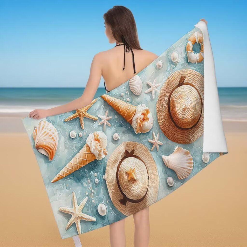 Telo Mare XXL 220x100cm/35x70cm, 2 Set Telo Mare Microfibra Gelato Asciugamano Palestra Uomo, Antisabbia, Leggero, Asciugatura Rapida, Teli da Spiaggia Grandi Accessori per Camping Natation Yoga K-9