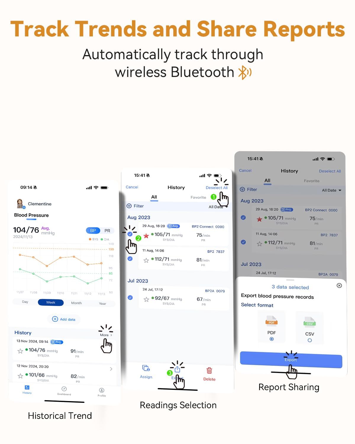 Checkme Bluetooth Blood Pressure Monitor for Home Use, Upper Arm Blood Pressure Machine with Wireless Large BP Cuff, Portable Digital BP Monitor, Reports for iOS & Android
