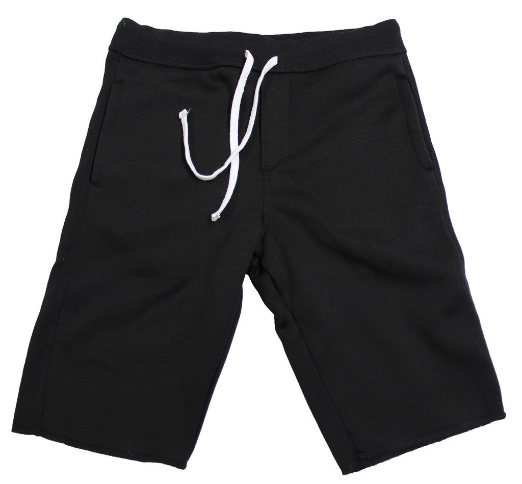 Calison Men's Fleece Jogger Casual Drawstring Shorts Made in USA Black Small