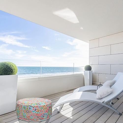 Funhome Inflatable Stool Ottoman Footrest With Handle, All Weather Footrest Seat With Foot Pump D20 Xh9, Water Repellent Footstool Pouf For Home Patio Garden And Camping Use-Melora Paisley #TOP1