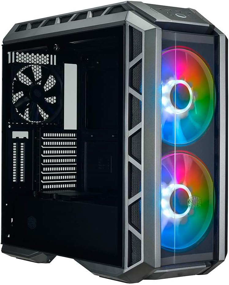 Cooler Master MasterCase H500P Mesh Gun ARGB Airflow ATX Mid-Tower with Dual 200mm Customizable ARGB Lighting Fans, Mesh Front Panel, and Tempered Glass Side Panel (MCM-H500P-MGNN-S11)