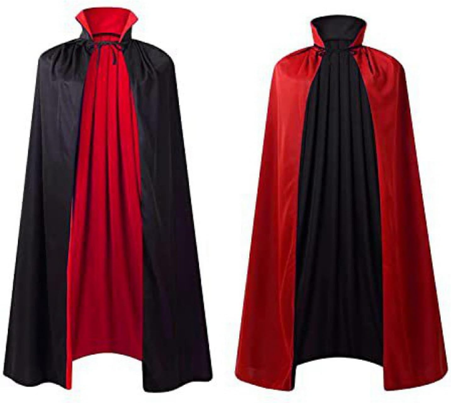 Halloween Vampire Cape Cloak Black & Red Dual Layer Stand Collar Cloak Uni Cosplay Props Adult Men Women Masquerade Halloween Performance