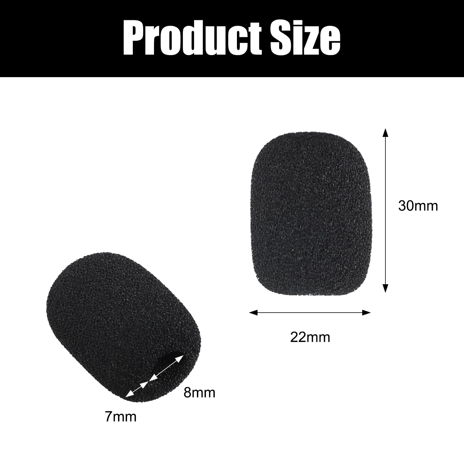 25Pcs Microphone Covers Foam, Headset Mic Cover Mini Size Lapel Headset Microphone Foam Covers Suitable for Reducing Noise, Protecting Microphone (Black)