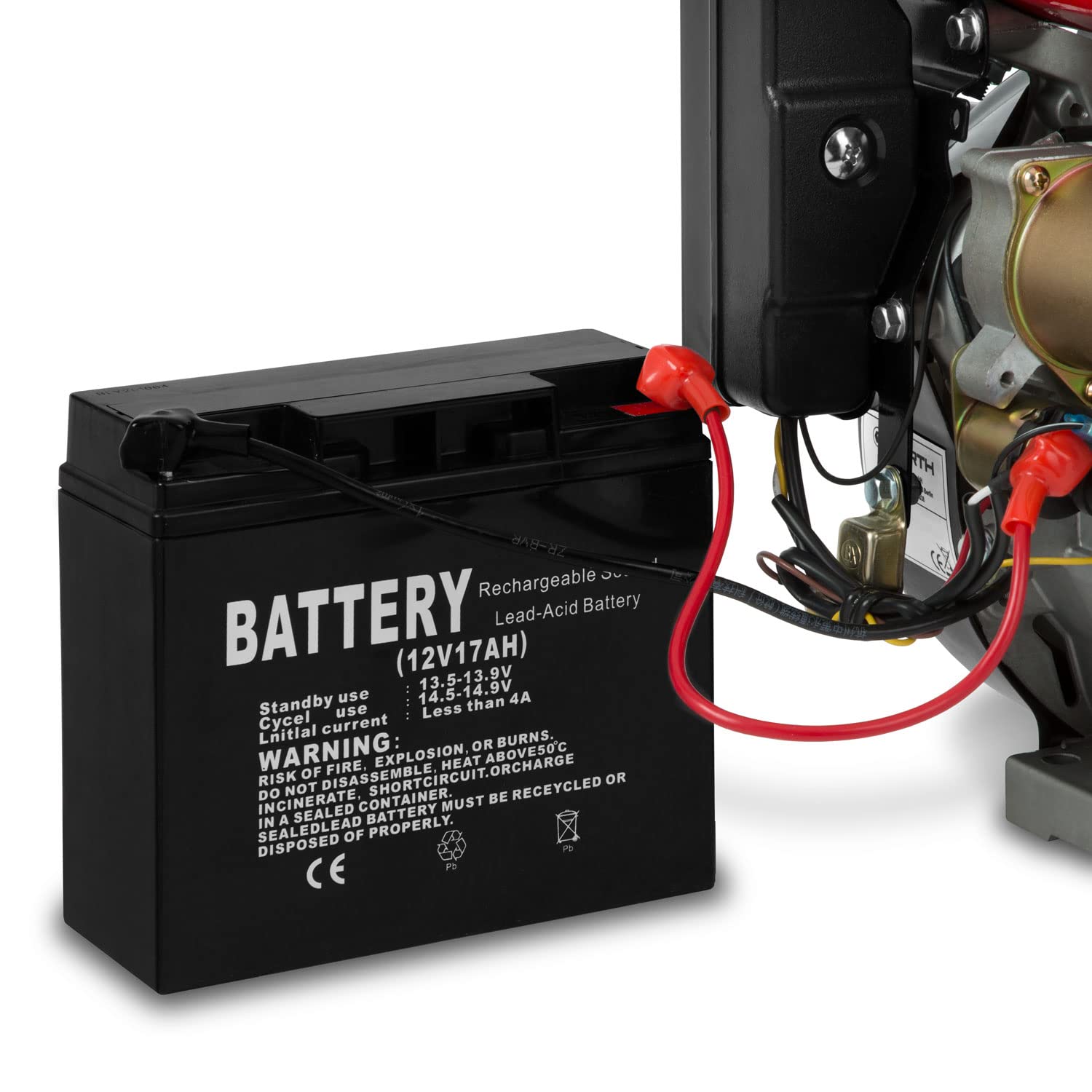 EBERTH 15 PS 11,03 kW Benzinmotor mit 25 mm Ø Welle, E-Start, 17ah 12V Batterie, Standmotor Kartmotor Antriebsmotor mit Ölmangelsicherung, 4-Takt 1 Zylinder Benzin Motor, 420 ccm Hubraum, luftgekühlt