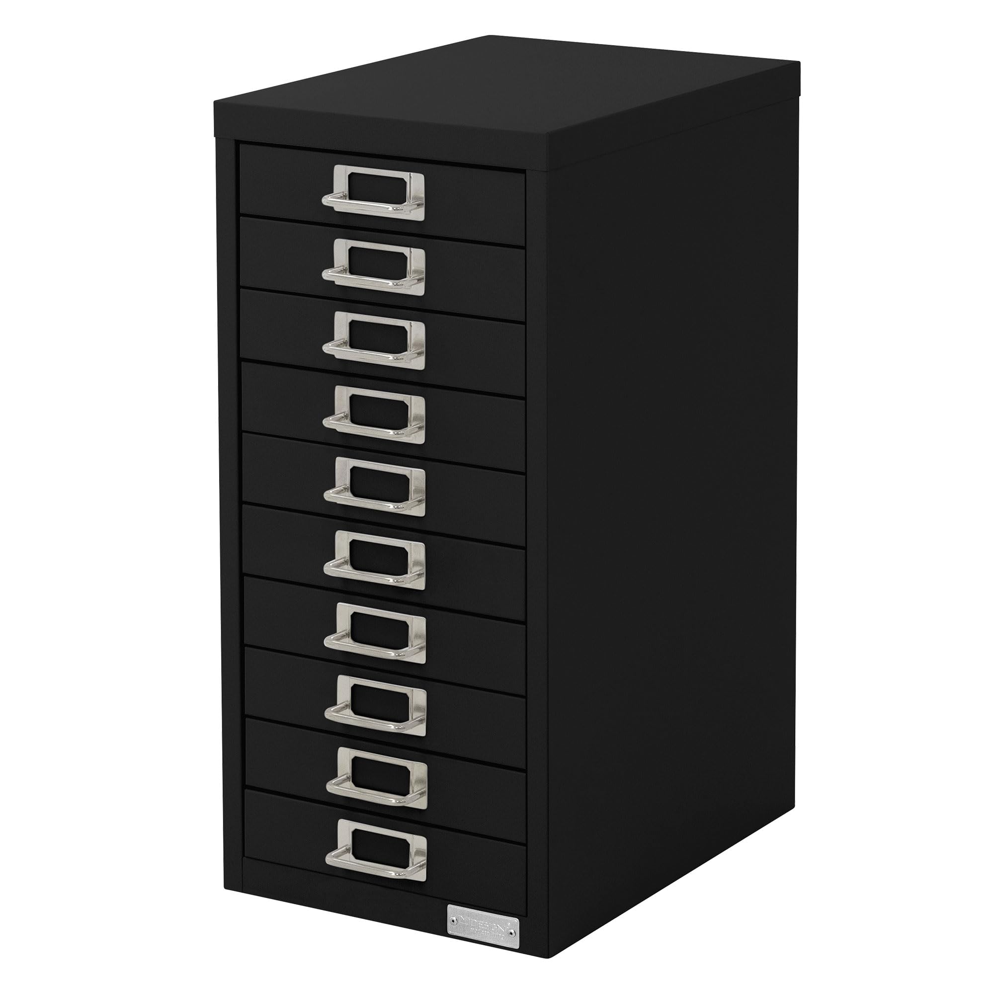 ML-Design Armoire à Dossiers avec 10 Tiroirs, avec Porte-Étiquette, 28x38x60 cm, Noir, en Acier, Classeur pour Documents Format A4, Meuble de Classement, Caisson de Bureau, pour Rangement d'Outils