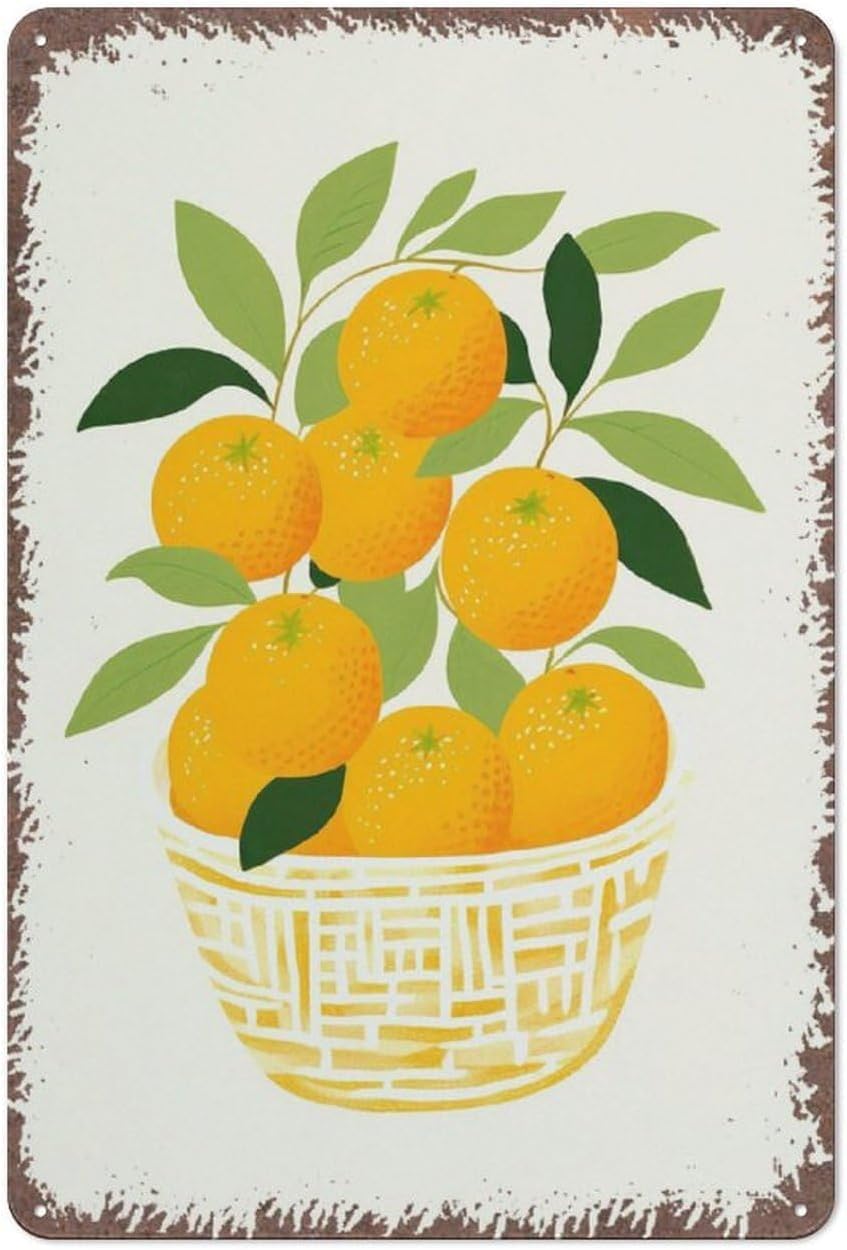 Kwqdozf As Pic Orange Basket Poster Art Fruit Kitchen Wall Decor Retro Vintage Dining Room