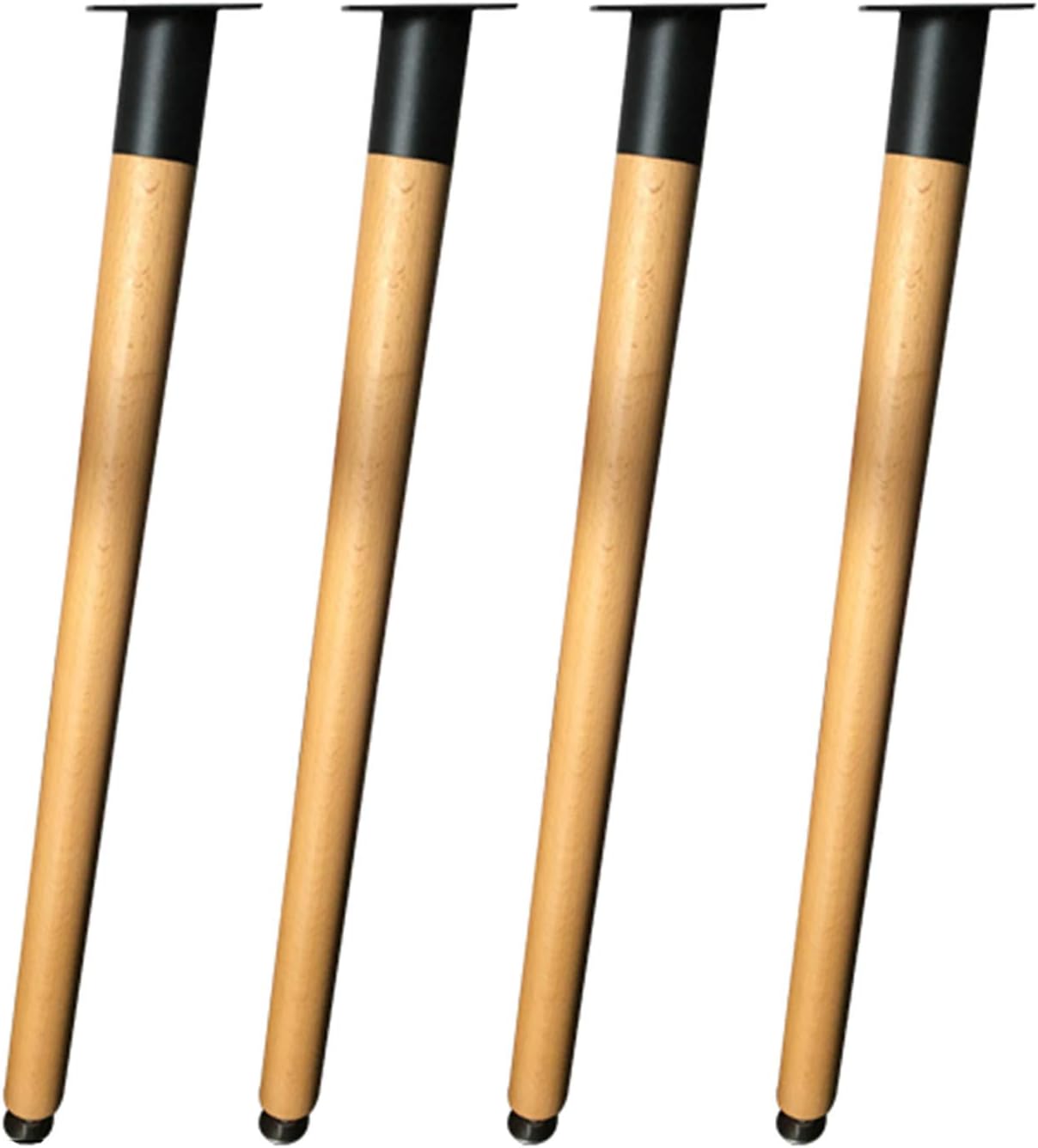 Furniture Leg Sofa Legs, 4 Pieces Solid Wood Furniture Legs Iron Sleeve Oblique Cone Replacement Furniture Feet Wood Table Legs Furniture Legs for Dresser Cabinet Chair Office Furniture Wood Feet
