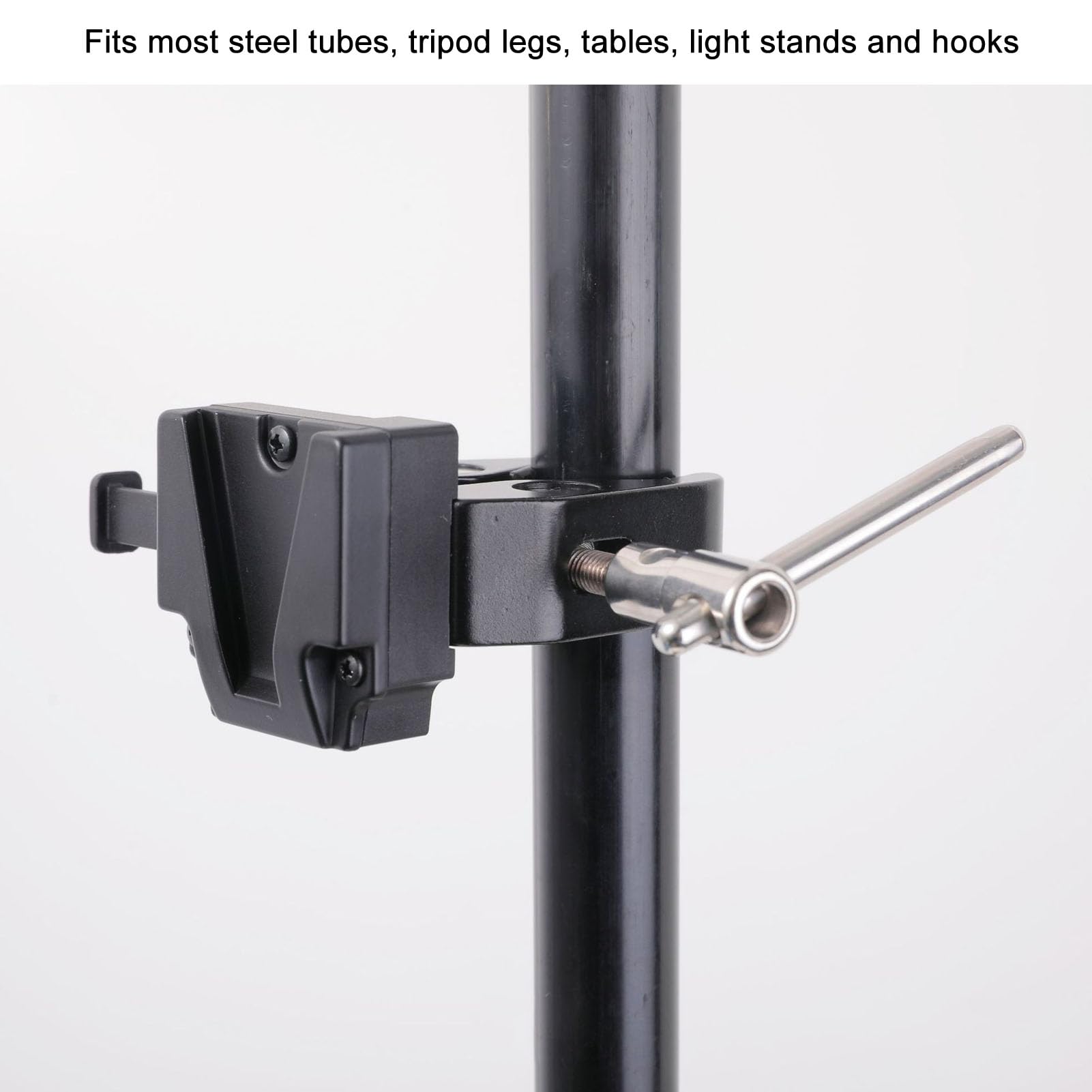 V Mount Battery Adapter with Clamp, V Lock Mount Battery Plate with Quick Release Plate & 8-42mm Adjustable Clamp Jaw, 4kg Load Capacity, for Light Stands, Support Rod