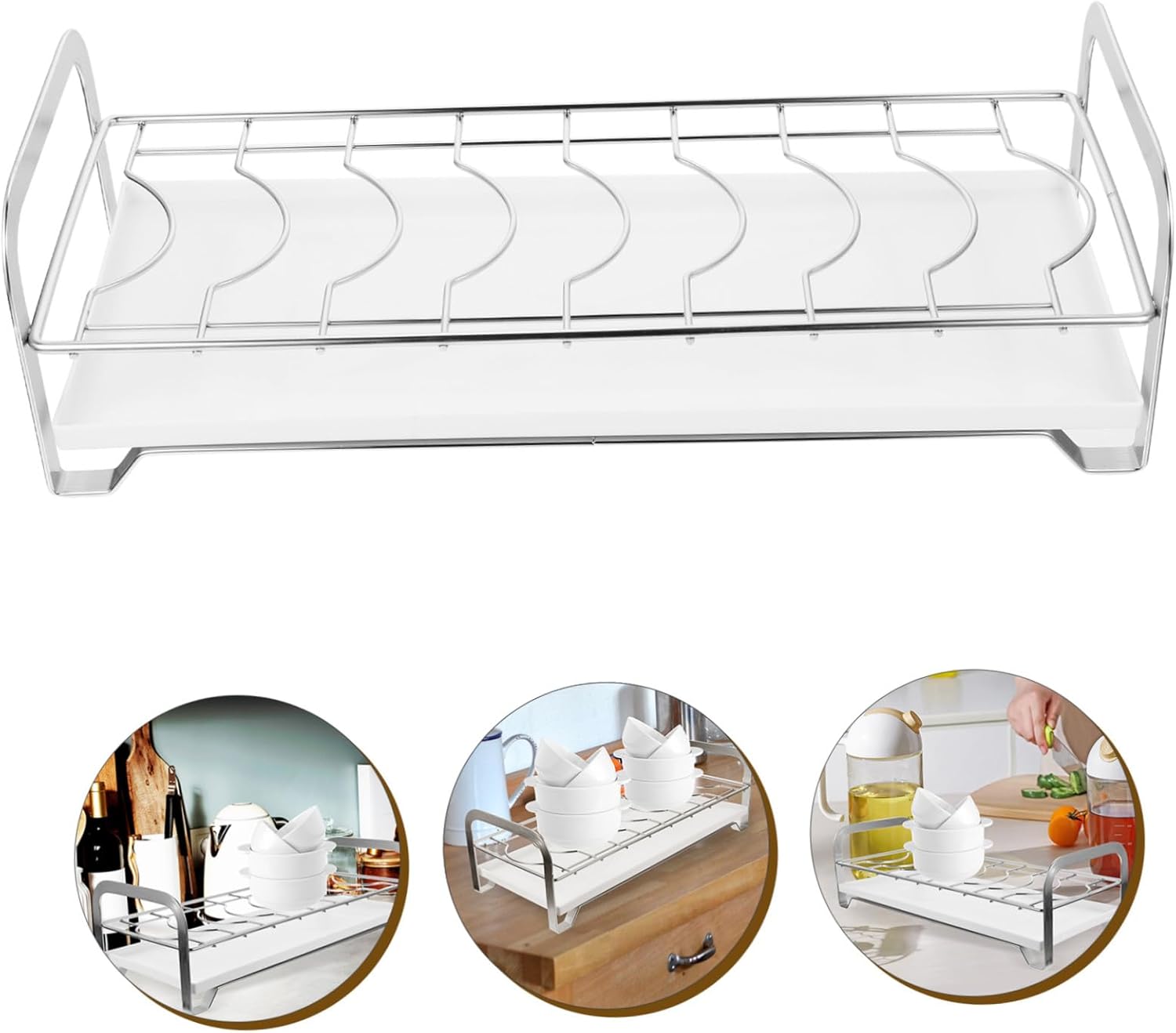 Stainless Steel Kitchen Dish Rack with Drainboard Countertop Dish Drainer Organizer for Plates Cups and Cutlery Storage Portable and Kitchen Drying Shelf