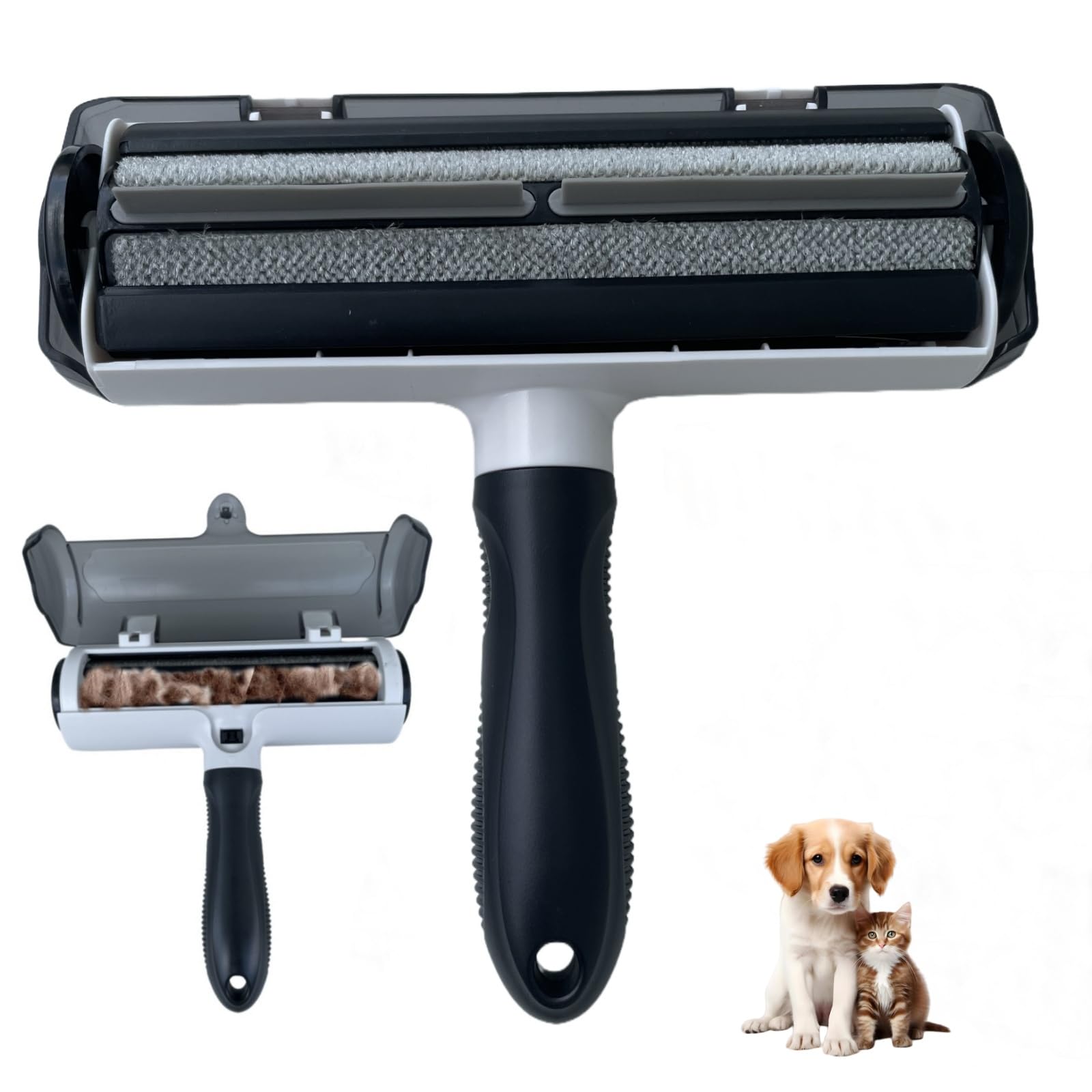 Wokaku Roller Pet Hair Remover Lint Brush with Self-Cleaning Fur Bin and Ergonomic Handle for Furniture Couch Carpet