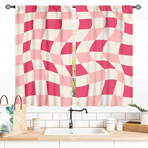 Miniatura 45 de Cortinas de cocina florales retro de los años 70 para ventana, diseño de flores naranjas hippie, estéticas, bohemias, opacas, pequeñas, cortas, para