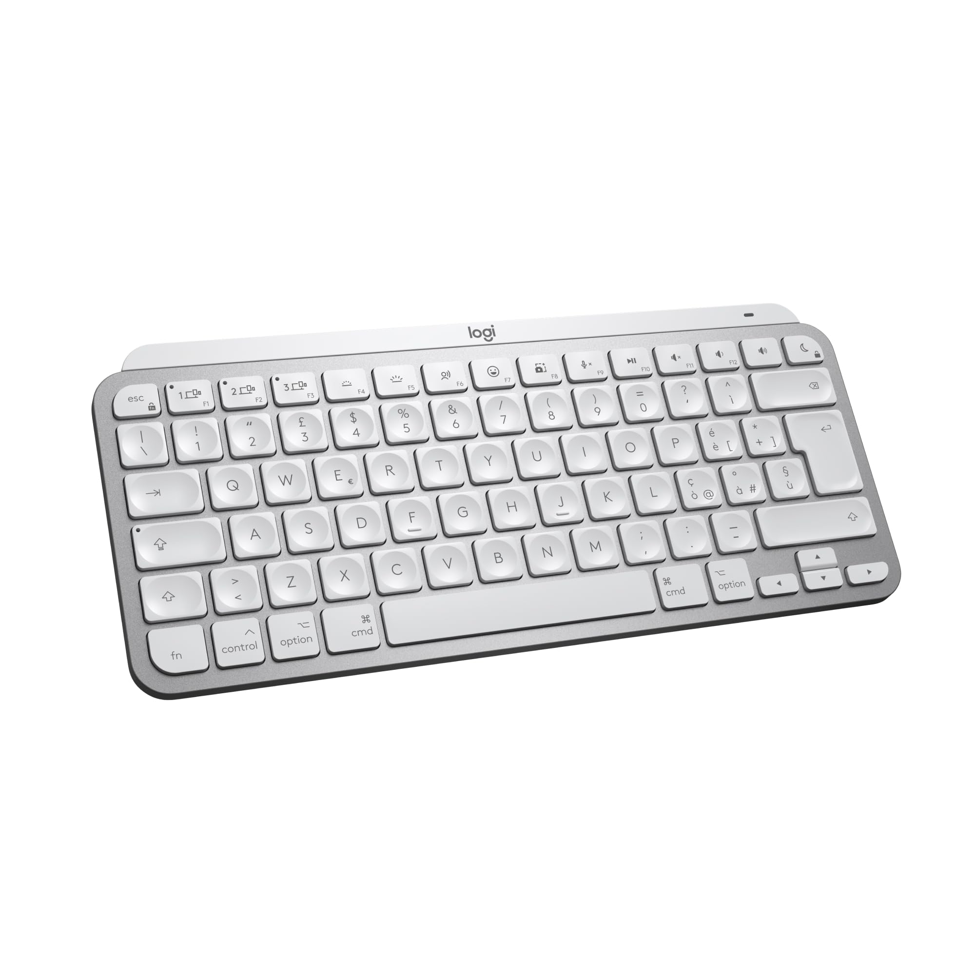 Logitech MX Keys Mini Mac - Tastiera Wireless Minimalista, Compatta, Bluetooth, Tasti Retroilluminati, USB-C, Compatibile Con MacBook Pro, MacBook Air, IMac, IPad, Italiano QWERTY - Grigio Claro