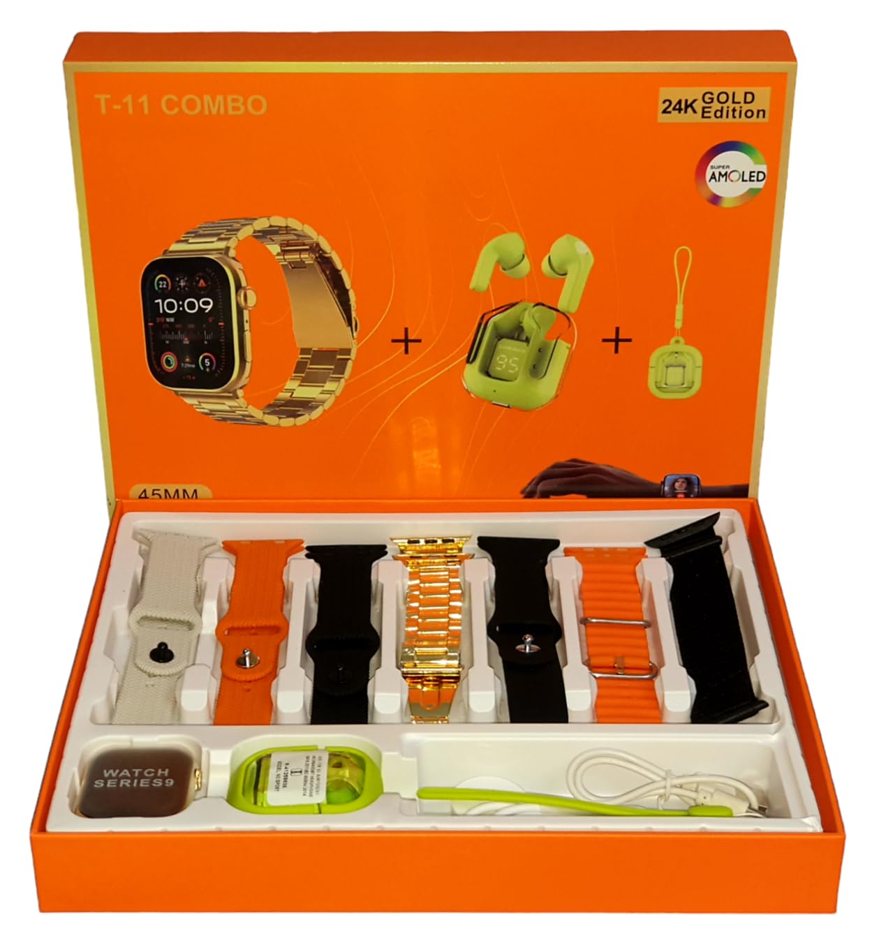 Mtouch Series 9 45mm Gold Smartwatch with 7 Straps & Ultrapods Combo for Male & Female | Smart Notifications | Health/Fitness Tracker | Always-On Display, Water Resistant | Wireless Charging (B0D794FVXV) Amazon Price History, Amazon Price Tracker