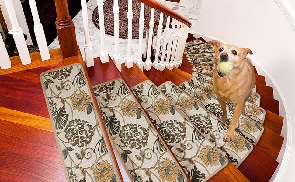 Lot De 13 Marches D'escalier Antidérapantes Beige - Protège Tapis, Intérieur