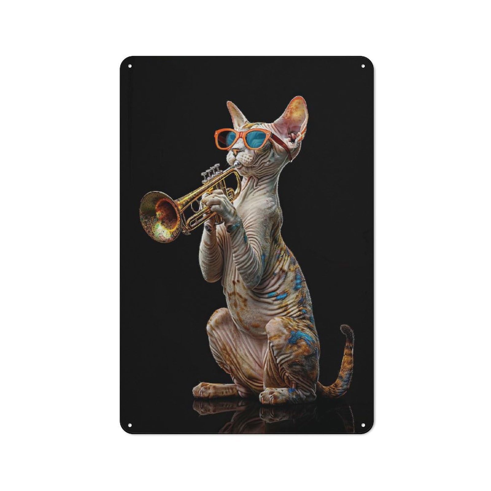 Junmoney Style-17 Oriental Shorthair Trumpet Printed Metal Sign 30X20cm For Dining Room Or Kitchen, For Kitchen Wall Decor Lovers