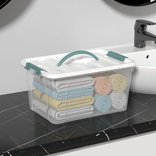 Miniatura 7 de Ramddy 6-Pack 14 Quart Plastic Storage Bin with Handle, Clear Latching Container Box