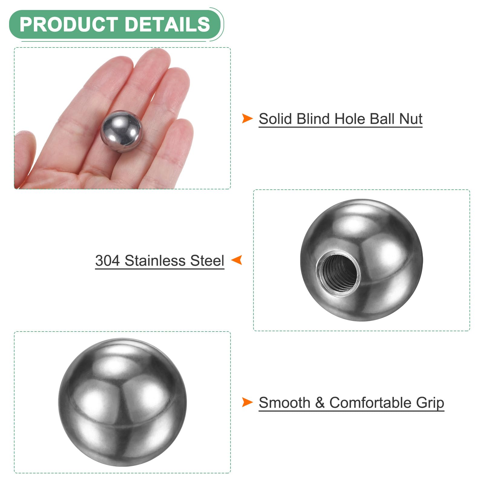 M METERXITY 4Pcs Threaded Ball Nut Knobs - Image 2