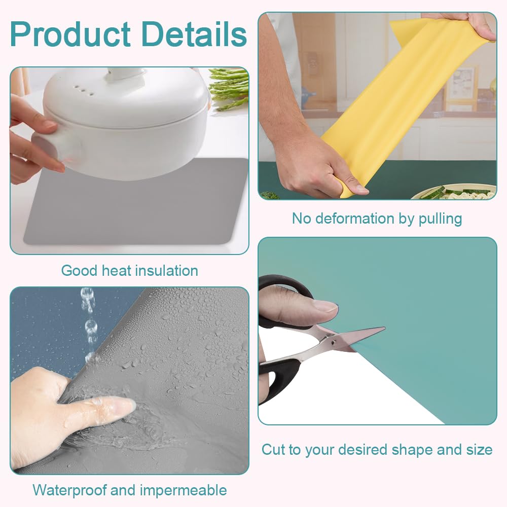 4 Tappetini In Silicone 40x30 Cm - Antiscivolo, Lavabile, Resistente Al Calore Per Cucina E DIY - Foto 10