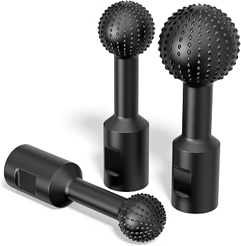 BURMONG Sphere Rotary Burr Set - 5/8-11 Thread Ball Gouge Attachments for 4-1/2" & 5" Angle Grinders | Carbide Steel Power Tools for Wood Hollowing, Slotting, Engraving & Polishing 1+1.2+1.5 inch