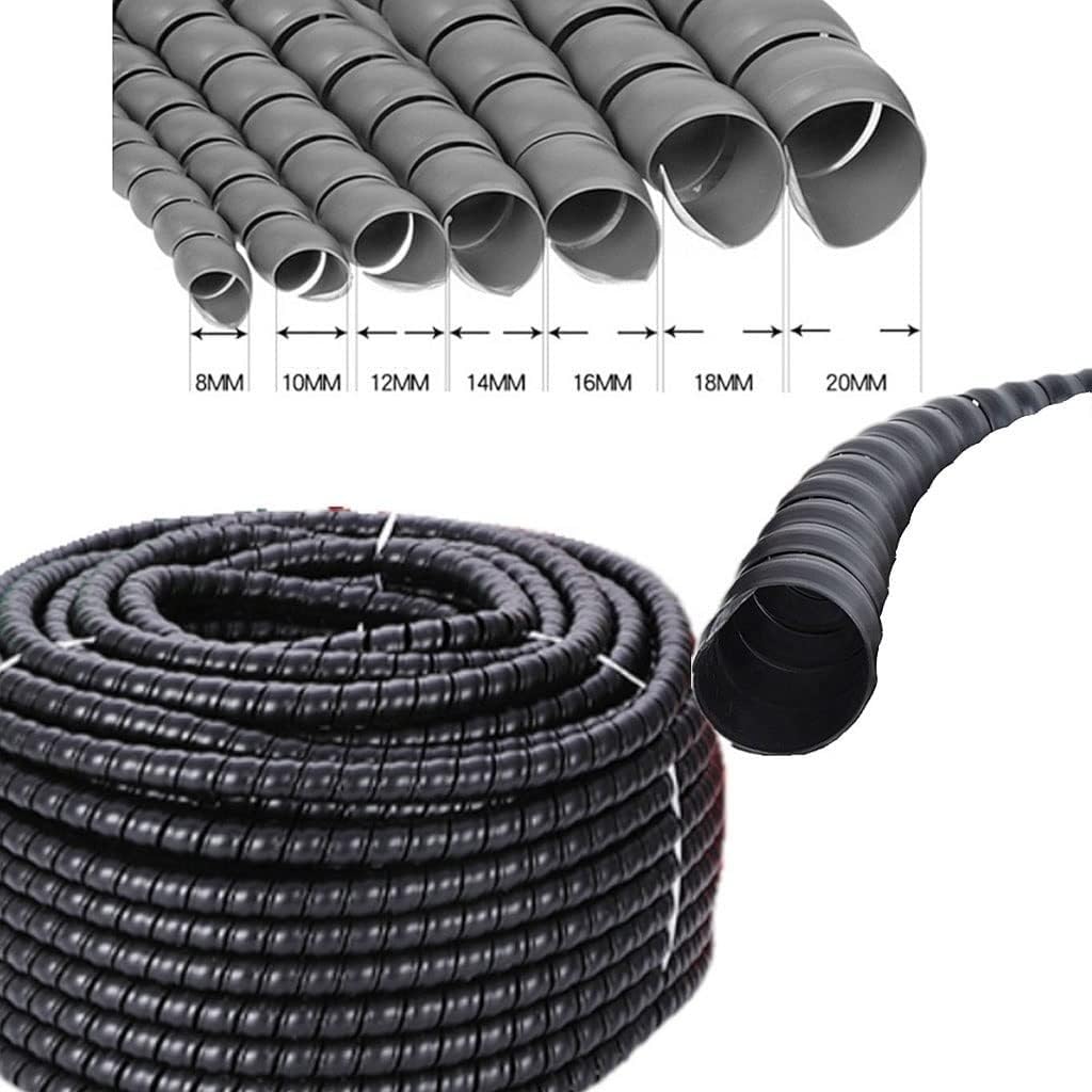 Tubo Flexible for enrollar Cables en Espiral: Organizador de Cables cortable for el hogar, la Oficina y proyectos de Bricolaje(10mx14mm)