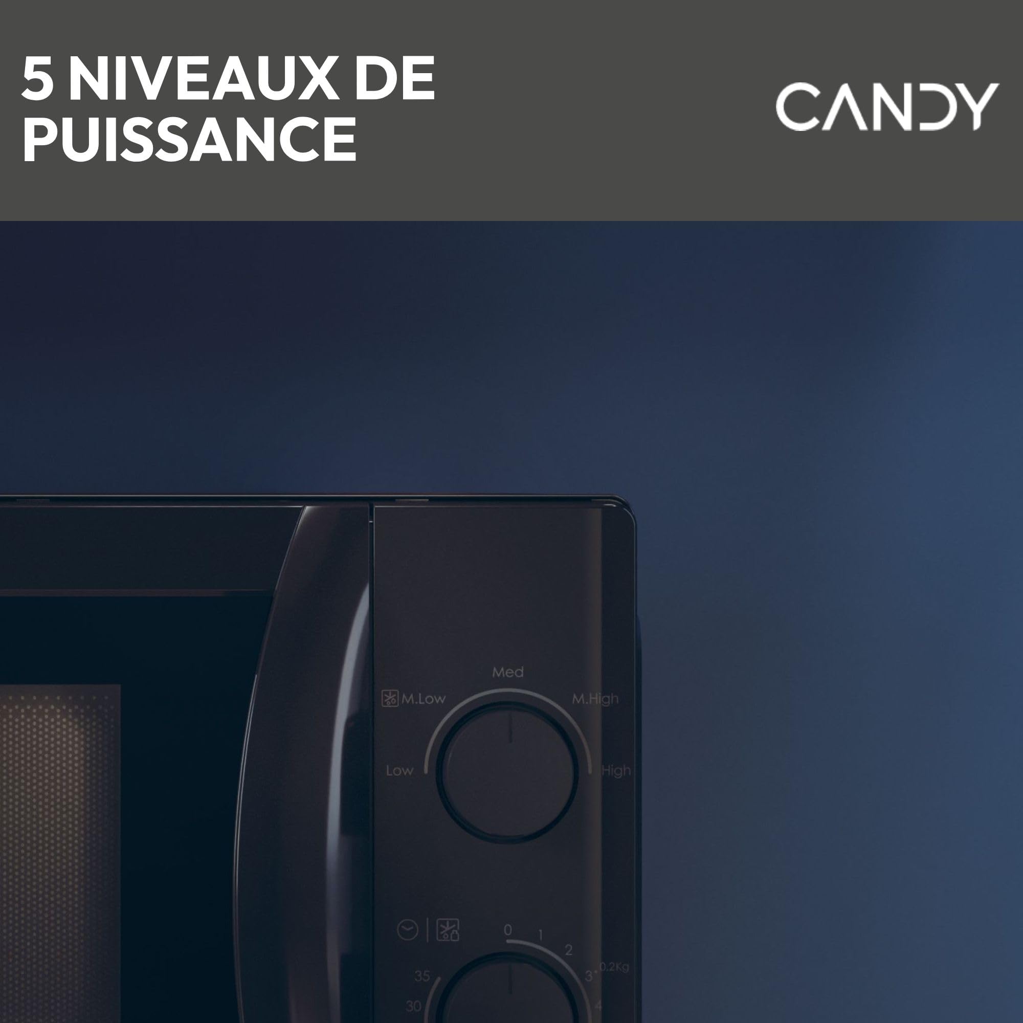 Candy Idea CMG20SMW Four Micro-ondes 700 W 20L, Fonction Gril, Fonction Décongélation, Plateau Tournant 25,5cm, 5 Niveaux de Puissance, Blanc