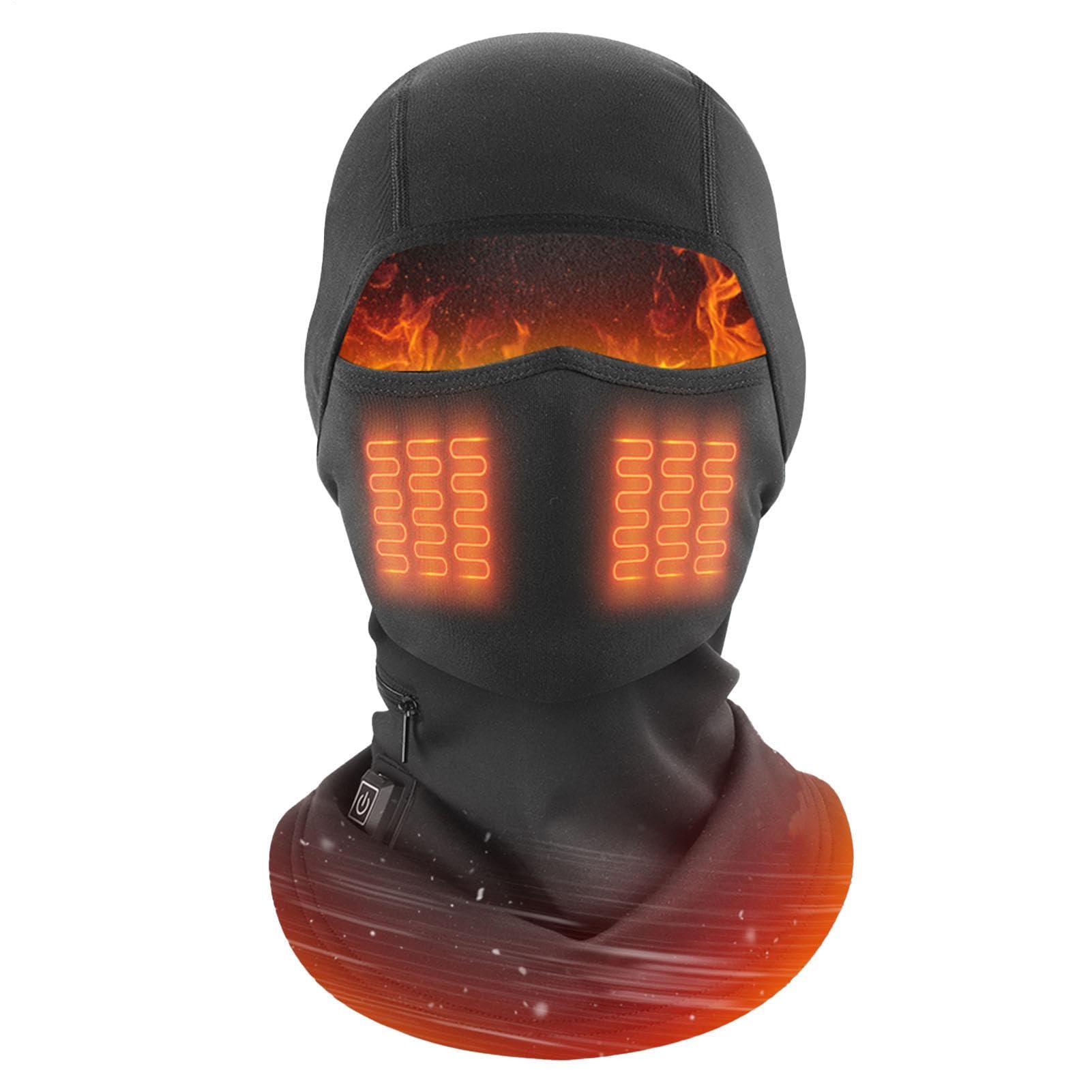 Heated Balaclava Men - Windproof Polyester Cycling Headgear with 3 Speed Temperature Control | Winter Face Neck Wrap | Electric Ski for Outdoor Sports Motorbike Running Travel Women Black