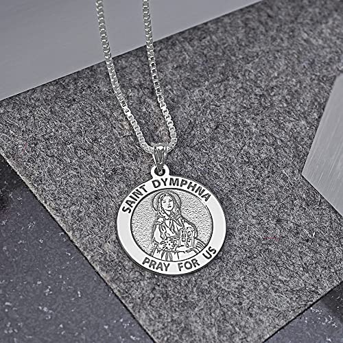 PicturesOnGold.com Saint Dymphna Round Religious Medal - in Sterling Silver and 10K or 14K Gold - Image 5