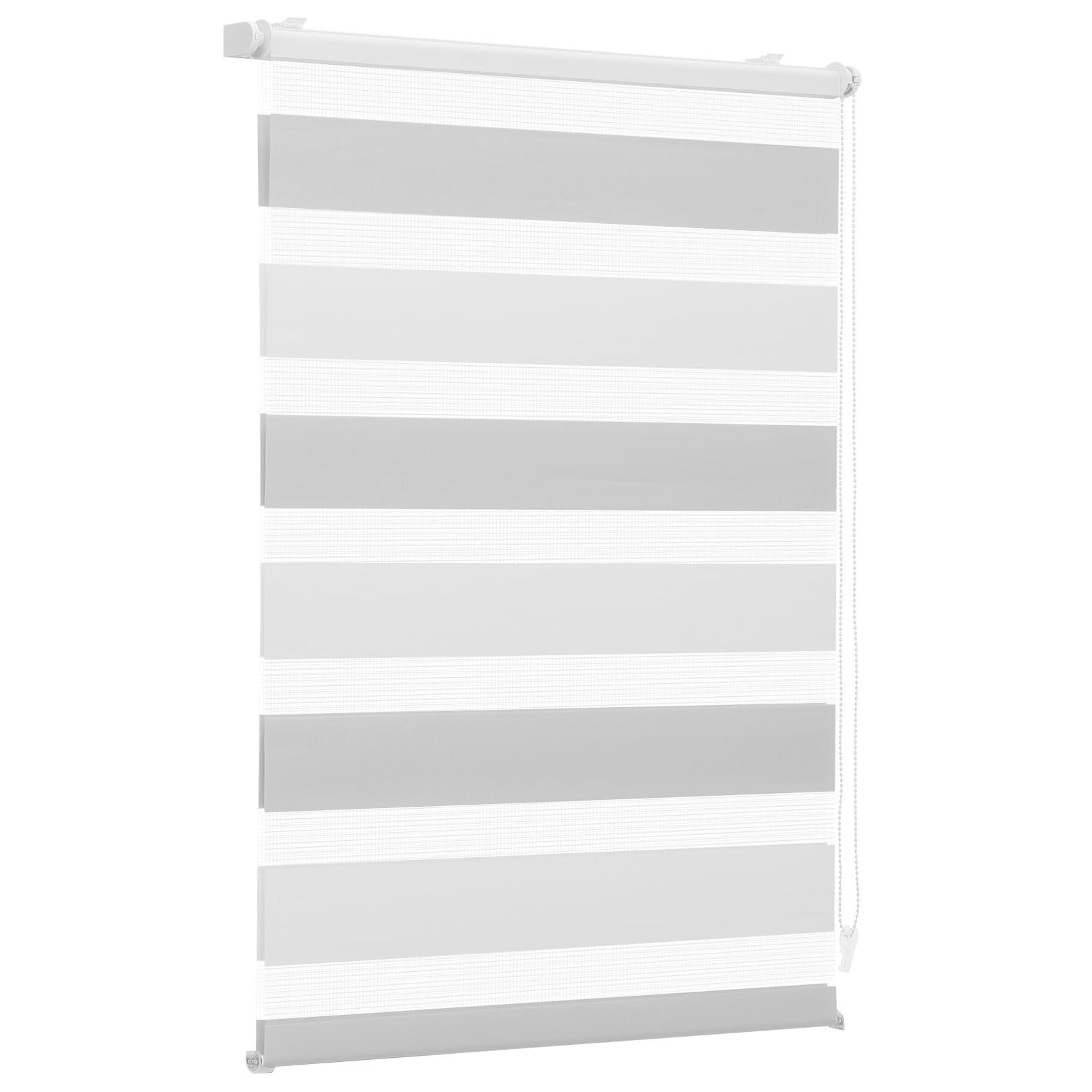 Sekey Doppelrollo Klemmfix ohne Bohren für Fenster, Zweifarbig Doppelrollo 90 cm breit, Duo Rollo Jalousie Sonnenschutz, 90x150cm, Weiß & Hellgrau