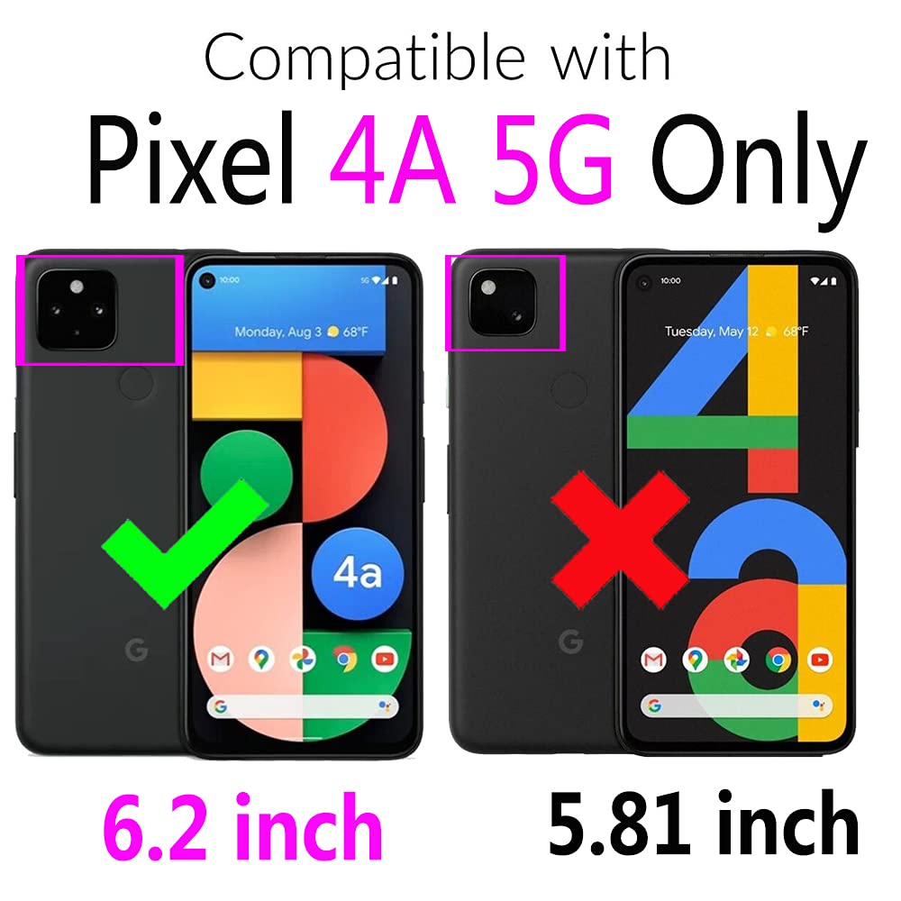 Furiet Compatible with Google Pixel 4a 5G 6.2 Wallet Case Wrist Strap Lanyard Leather Flip Card Holder Stand Cell Accessories Phone Cover for Pixel4a5G UW Pixel4a 5G Pixle a4 G5 4a5G 5XL Black
