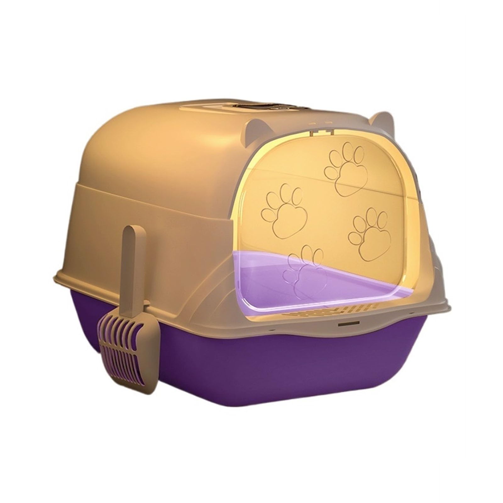 SDGBCXD cat litter tray, Cat Litter Tray, Jumbo Hooded Pan, High Side Box with Scoop,Enclosed, Pet(Purple One Size,Purple)