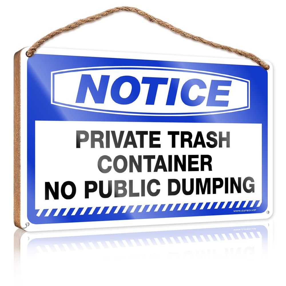 DTHA Funny Sign Decor Notice Private Trash Container Wooden Sign Fall Porch Sign Spring Decor(23X35CM)