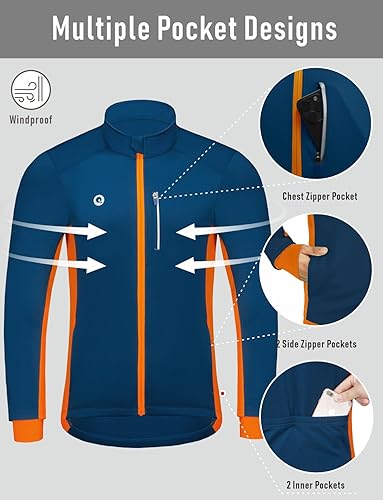 Miniatura 3 de Przewalski - Chaqueta de ciclismo para hombre, chaqueta para correr, térmica, cortavientos, transpirable, reflectante, cortavientos
