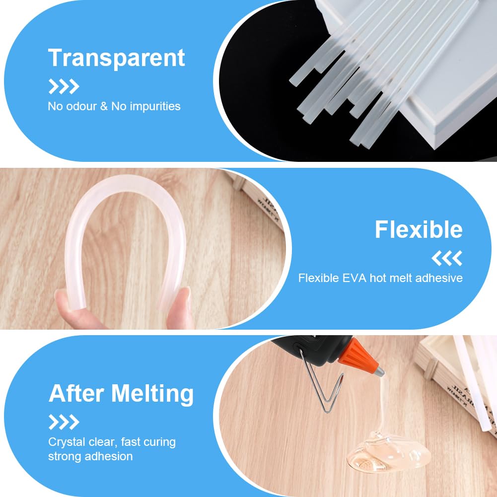 Ainiv 50 Pezzi Stick Colla a Caldo 11 x 200 mm, Bastoncini Trasparenti per Pistola Colla a Caldo, Colla a Caldo Bastoncini per Fai da Te, Artigianato, Riparazioni Domestiche e Fissaggio