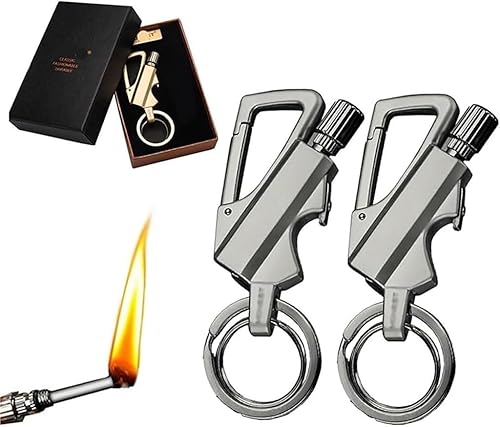 Miniatura 11 de Paquete de 2 encendedores permanentes con llavero multiherramienta, abrebotellas, reutilizable, impermeable, para supervivencia al aire libre