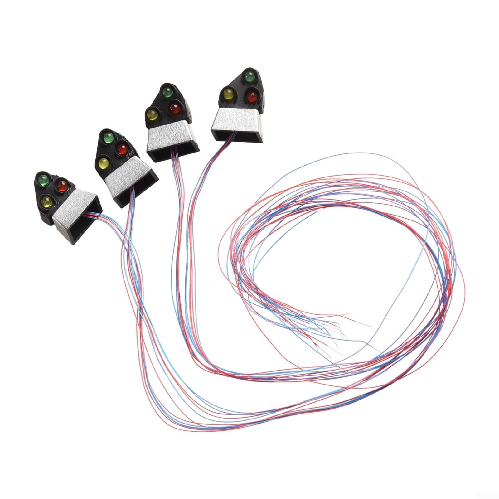 Model Railway Signal Lights, Dwarf Block Signals N Scale with 3 LEDs (Red/Yellow/Green), Metal & Plastic Railroad Ground Signals for Train Layouts & Garden