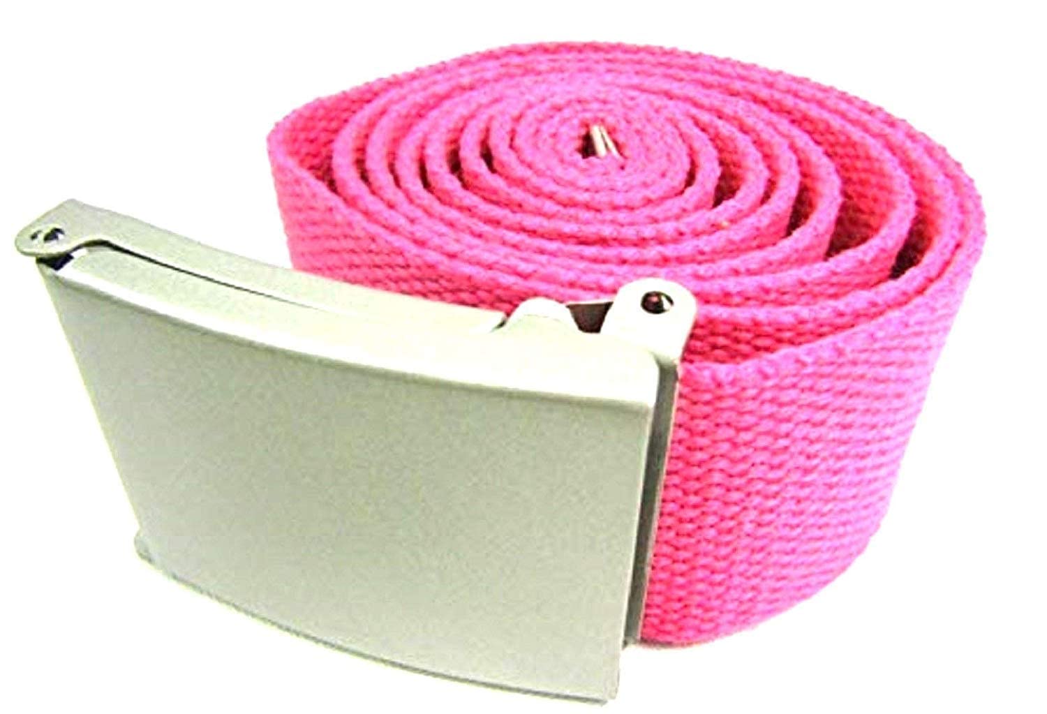 Unisex Hot Pink Plain Webbing Canvas Belt 52" (Hot Pink)