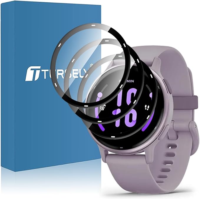 Fyqzio [4 Piezas Protector De Pantalla Compatible Con Garmin Vivoactive 5,sin Burbujas,antiarañazos,3D Cobertura Completa,HD TPU Protección De Películas